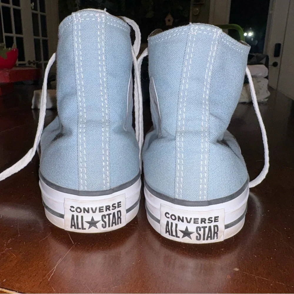 Converse High-Top Canvas Sneakers in Light Blue and White